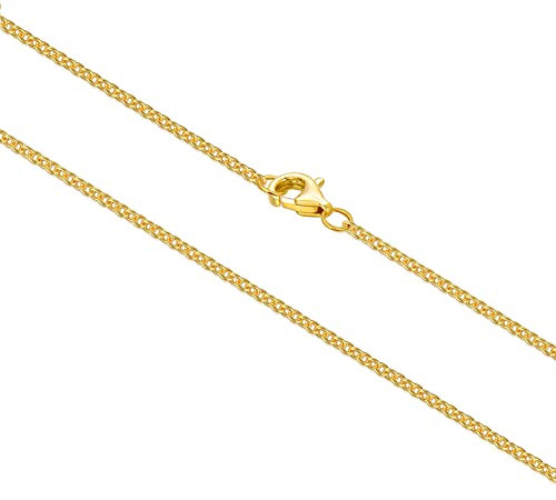 BEBEWO Echt Goldkette für Damen 14 Karat / 585 Gelbegold Kablekette, 1.2mm Gold Kette Länge 50cm