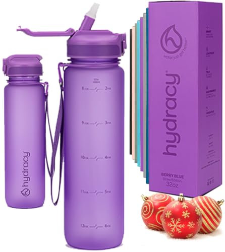 Hydracy Gourde d'Eau 1L sans BPA, Bouteille avec Marqueur de Temps, Paille et Verrouillage Sécurisé - Housse en Néoprène, Étanche, Anti-Fuite, Réutilisable, Légère - Idéal pour Sport, École, Travail