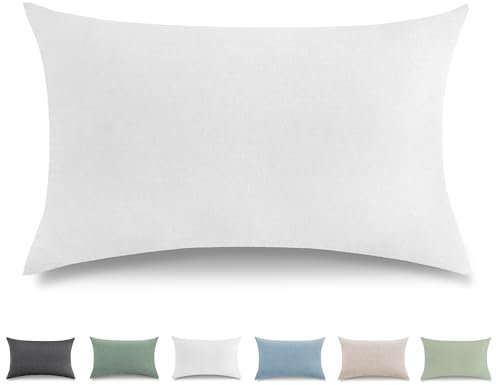 TOCOMOA Kissenbezug 40x80 cm 2er Set - 100% Gewaschene Baumwolle Kissenbezüge Oeko-TEX Zertifiziert, Leinenoptik und Atmungsaktiv Kissenhülle, Weiß Kopfkissenbezug mit Reißverschluss