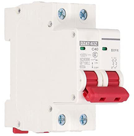 1000V DC Leitungsschutzschalter, Hutschiene Leistungsschalter Trennschalter, Home Überlastschutz Luftschalter Sicherungsautomat für Wohnbeleuchtung Verteilerleitungen Solar PV Anlage DZ47-63Z-2P (40A)