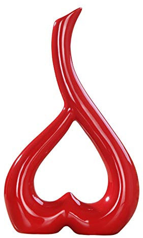Arawat Keramik Vase Rot Herz Vasen Deko Wohnzimmer Modern Tulpenvase Blumenvase Tisch Deko Vase für Pampasgras Blumen Deko Aesthetic Nordische Vasen Hochzeit Geschenk 26 cm Dekorative Vase Rot