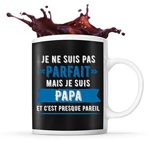 Planetee Tasse noir Parfait Papa | Mug original pour père idéal pour cadeau de noël, anniversaire et fête des pères