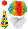 iZoeL Clown Kostüm Accessoire, Clown Lockenperücke + Clownsnase + Bunte Krawatte + Handschuhe, Halloween Fasching Karneval Kostüme für Kinder Damen Herren