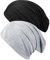 WOVOWOVO Slouchy Beanie für Damen und Herren, dünne Beanie-Mütze Baggy Long Skull Cap Soft Sleep Chemo Fashion Zwergmützen 2 Pack, Schwarz / Hellgrau, L
