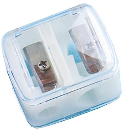 Makeup Sharpener Anspitzer,Make-up Doppel-Spitzer,2 Löcher Dual Sharpener Augen Make-up Bleistiftspitzer,Tragbare Dual Anspitzer Kosmetikspitzer,Lipliner-Eyeliner-Stift-Werkzeug,Weiß