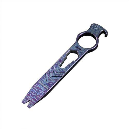 EDC-Multifunktions Brechstange aus Titan mit Flaschenöffner, Schraubenschlüssel, Nagelheber, Fallschutzring und Selbstverteidigungs funktion, ein Sinnvolle Geschenk für Männer/Frauen (Bunt)