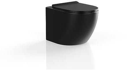 Vente-unique - WC suspendu noir mat en céramique sans bride - JAVOINE