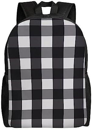 Schwarz-weiß karierter Rucksack: >> Robust und verschleißfest, modisch und leicht, lässig, minimalistisch für Männer und Frauen, Schwarz , One size