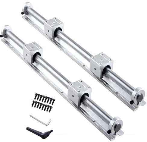GooEquip Linearführung SBR12 1000mm 2 x Linearschienen und 4 x Lagerblöcke mit SBR12 Schienenstopper, Linearschienenlänge 1000 mm Linearschienen für 3D Drucker CNC Teile