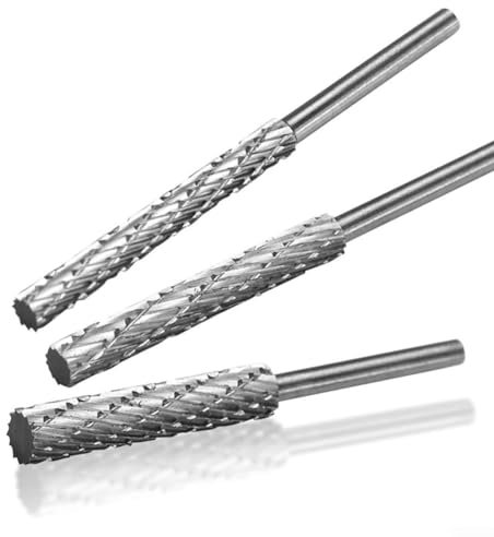 Juego de escofinas rotativas, juego de 4 piezas de vástago de 3 mm, herramienta de fresa giratoria HSS de plástico para tallado de madera, lima giratoria de 3 a 6 mm para perforación de carpintería