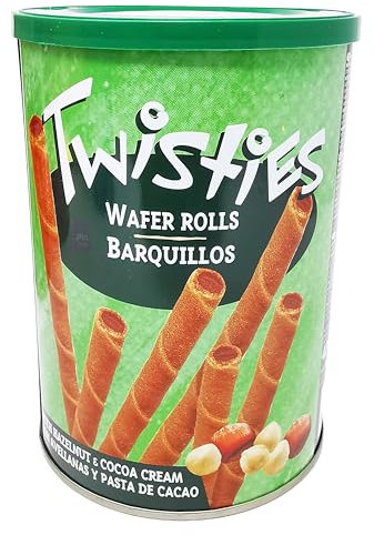 Wafer Rolls with Flavoured Cream Filling Selection 400g (Hazelnut, Pack of 1)