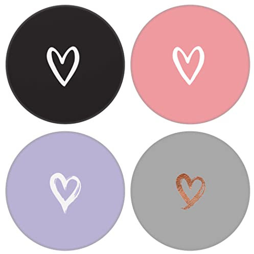 4 Pack Cell Phone Stand,Collapsible Cellphone Finger Grip Holder for Phones - White Rose Gold Heart Purple Black Pink