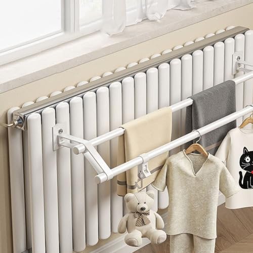 DAZZLEEX Tendedero plegable para radiador de 50 cm, toallero, toallero, secador de ropa, riel plegable de acero al carbono (tipo gancho)