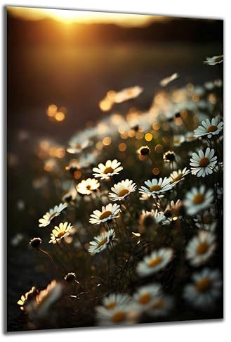 DARO Design - Wand-Bild auf 6mm HDF 84x56 cm Gänseblümchen Feld - Wand-Deko Bilder Geschenk