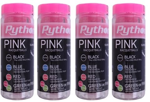 Python Racquetballs (superschnell mit optimaler Sichtbarkeit) (4 Dosen/12 Bälle)