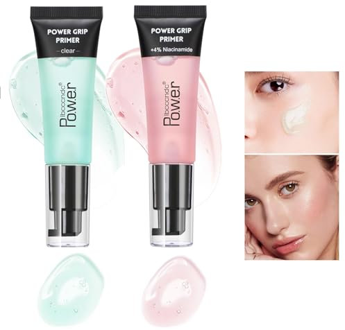 Power+Grip Primer, Makeup Grundierung auf Gel-Basis, Farbkorrektur-Grundierung, Porenminimierung, Gesichtsgrundierung unter Foundation, Matte Foundation Primer, Für alle Hauttypen (Mix 2pcs)