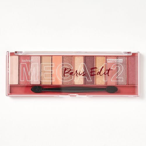 Technic Palette di ombretti Mega - 12 sfumature pigmentate a lunga tenuta e facili da applicare per un look perfetto di giorno e di sera - 18 gr (Paris)