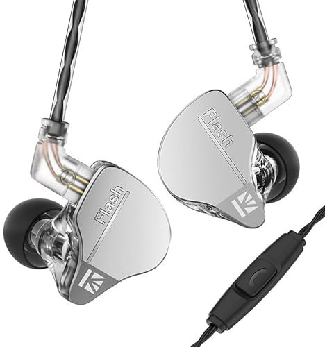 keephifi KBEAR IEM Flash 1BA+1DD Cuffie HiFi in Ear Monitor, Monitor Intraauricolare con Coperchio CNC, Driver Dinamico 10 mm, Cavo staccabile(Grigio, con Micro)