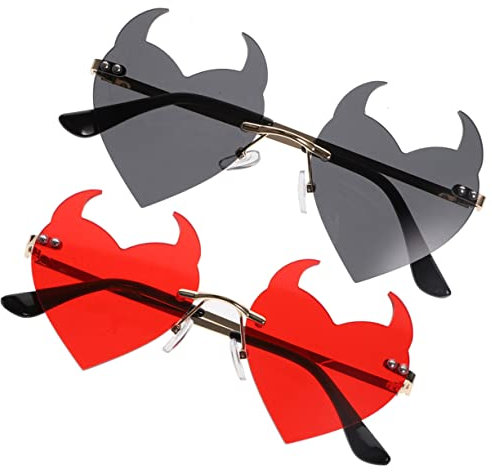 PACKOVE 2st Sonnenbrille in Herzform Brille Für Kinder Herzen Brille Gläser Randlose Flamme-sonnenbrille Gafas Transparentes Para Hombre Fräulein Stk Mode Außerirdischer