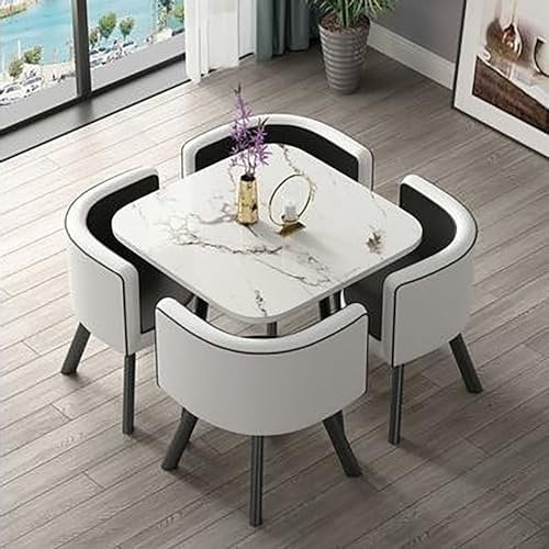 Empfangstisch Im Büro und Stuhl Kombination, Verhandlungstisch, 5-teiliges Esstisch-Set, Modernes Quadrat Esstisch mit 4 Stühlen Set, Geeignet for Küche, Esszimmer, Essecke ( Color : Square style-B )