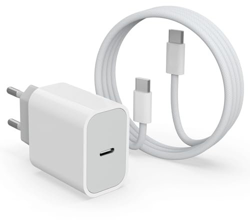 Caricatore for iPhone iPhone 16/16 Pro/16 Pro Max/16 Plus/15/15 Pro, 20W USB C Caricabatterie e 1M Cavo per iPad Pro/Air, USBC Presa Rapida Alimentatore Spina Ricarica Adattatore Muro Carica Spinotto