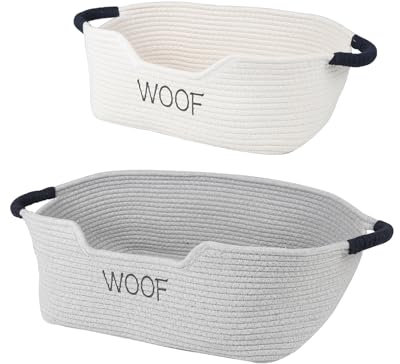 Ctomche 2 Pack Dog Toy Organiser Boxes, Large Woven Storage Basket for Cat, Dog, Pet Toy, Leashes, Blankets