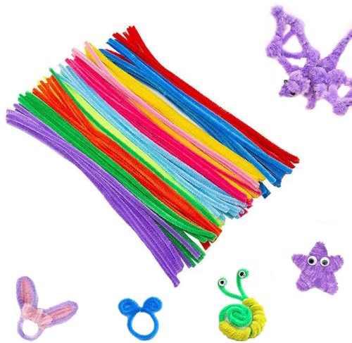 100 Stück Pfeifenreiniger Bunt zum Basteln, 10 Farben Pfeifenreiniger Chenilledraht Lang 30cm, Pfeifenputzerdraht für Handwerk Dekorationen, Pipe Cleaner Basteln für DIY Handwerksprojekte