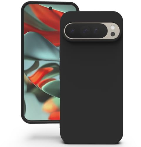 YATWIN für Google Pixel 9 Pro XL Hülle, Premium Silikon Handyhülle mit Kameraschutz, Seidig-Weicher Berühren Ultra Dünne Stoßfeste Kratzfeste Schutzhülle, Schwarz