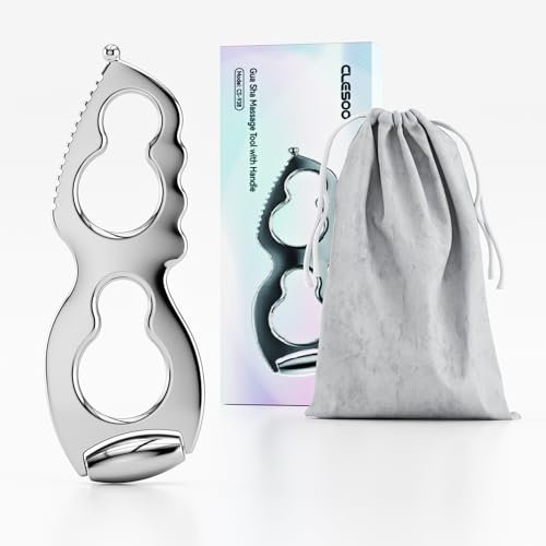 CLESOO Gua Sha Visage - Rouleau Massage Visage en Alliage de Zinc avec Dents de Peigne, Rouleau de Massage pour le Corps, le Visage, les Yeux et les Soins de la Peau, Outil de Massage Facial Gua Sha