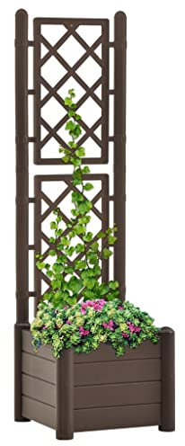FUDUGEHMIOFWFJJ teichbecken,pflanzkübel XXL,pflanzkübel rechteckig,Pflanzkübel mit Spalier 43x43x142 cm PP MokkaGeeignet für Garten, Terrasse, Schlafzimmer, Wohnzimmer
