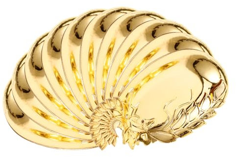 Kichvoe 12pièces Assiettes De Service Apéritif Plastique Doré Plateau Multiservices Pour Fruits Et Confiseries Style Occidental