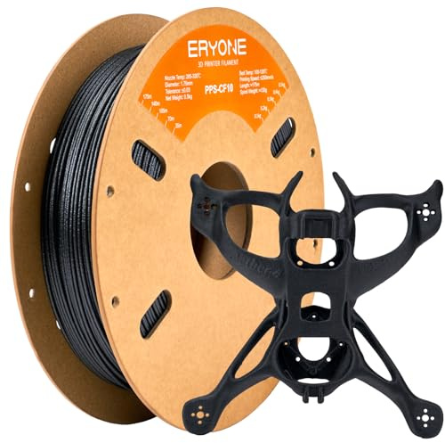 ERYONE Fiberon PPS-CF10 Filament 1.75mm 0.5kg, Extreme Heat Resistance - Fiberon Carbon Fiber Reinforced PPS 3D Printing Filament Ideal for Molding, Black