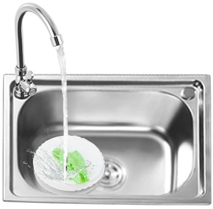 Lavello da cucina in acciaio inox,Lavandino cucina argento,Lavello Cucina 1 Vasca,Lavello da incasso,Lavabo cucina Piccolo con filtro di scarico,38x33 cm a 60x45 cm(48x35x18.8 cm)