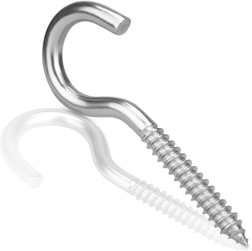 DIYUK Cup Hooks Screws 80mm x 6.0mm (Pack of: 8) Ceiling Screw in Heavy Duty Wood Thread Steel Zinc Plated