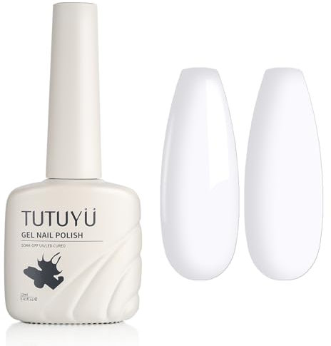 TUTUYU Smalto in gel bianco da 12 ml rimovibile LED coprente per nail art principianti o professionale manicure salone, gel colorato bianco