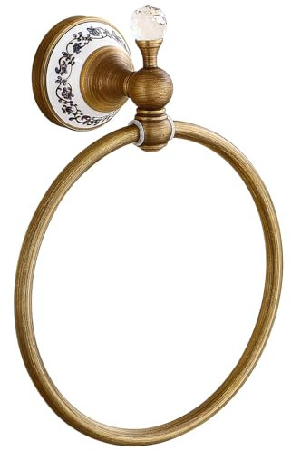 Vintage gebürstete Messing Handtuch Ring, Porzellan Decor Base Kupfer Handtuch Aufhänger, an der Wand befestigte Handtuch Ringe Handtuch Halter für Badezimmer Küche Zubehör