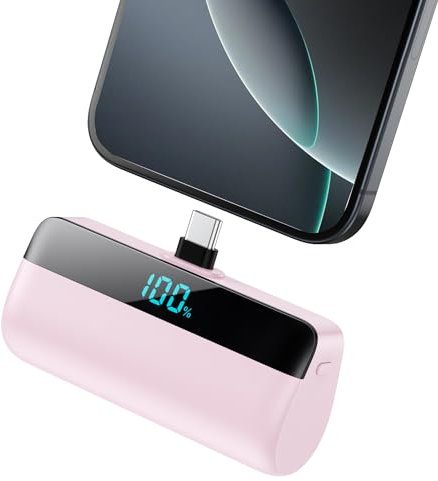 Mini Power Bank 5200mAh for iPhone 15/16,[2025 Upgraded] PD USB C Fast charging portable charger, Compact LCD Display Battery Pack Compatible with iPhone 16/16 Pro Max/15 Series,Galaxy,Android etc
