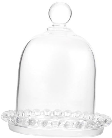ABOOFAN Plateau De Postre De Vidrio Con Cúpula Transparente Bandeja Pequeña Para Cupcakes y Exhibidor Versátil Para Flores Preservadas Soporte De Servicio Para Hogares y Decoración De Cent