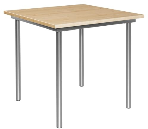 KESSLER PRO Tisch, Metallbasis, 80x80 cm, Küche, Büro Ahorn | 25 mm Spanplatte, rostbeständig, individuelle Farben, Indoor, Outdoor, stabil, Swiss Krono