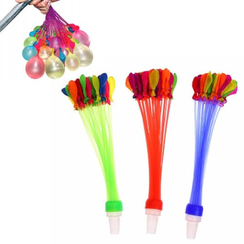 OHREN 111 Stück Selbstschließende Wiederverwendbare Wasserbomben mit 4 Wasserhahn Anschlüssen, 60 Sekunden Schnellfüller, für Strände und Poolpartys (Bunt)