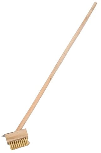 Harbour Housewares Wooden Long Handle Weed Brush - 120cm - 1x Angled Wire Block Outdoor Patio Garden Paving Path Driveway Weeding Gardening Weeds Moss Remover Scraper Broom Hand Tool