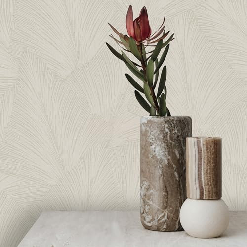 Papier peint intissé Feuillage Maya 1005 x 52cm Beige | Revêtement Mural, Tapisserie | Ambiance Facile à poser et à enlever