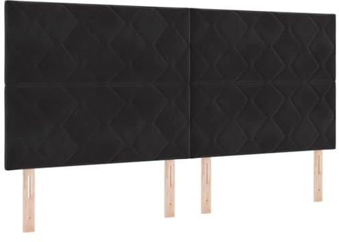 vidaXL Kopfteil Wandmontiert Geometrisch Schwarz 200 cm Samt, Moderner, höhenverstellbarer Samt-Kopfteil für stylische Schlafzimmer, platzsparendes Design, schickes Möbelstück