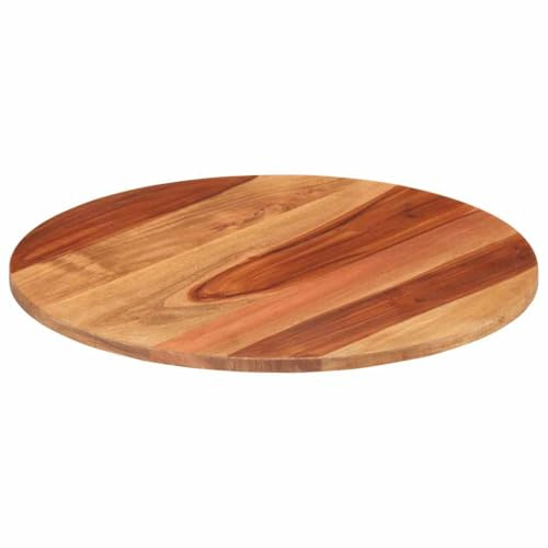 Frdhee Tischplatte für Schreibtische, Tischplatte Massivholz Akazie Rund 15-16 mm 50 cm, Robust Und Stabil