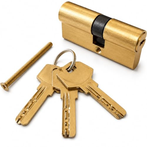 Topolenashop Cilindro Europeo per Serratura 60 mm con 3 Chiavi – Cilindro in Ottone Smerigliato per Porte in Legno, Metallo e PVC, Misura Lato 32 mm per Casa, Ufficio e Ingresso Sicuro | 9367770