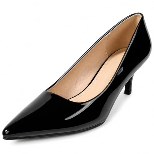 MISSCAI Décolleté Donna Effetto Vernice a Punta con Tacco Medio 5,5 cm | Scarpe eleganti slip on per ufficio e cerimonia, punta affusolata, suola in PU