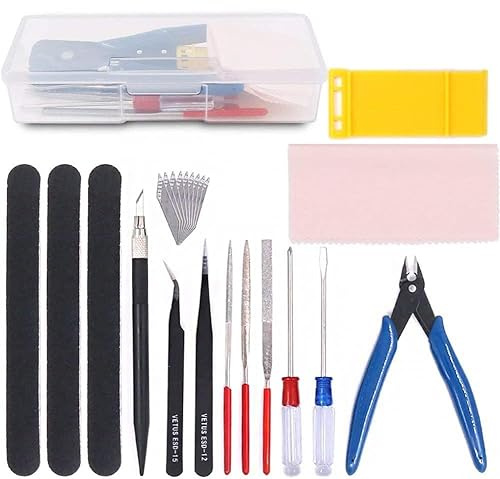 Rustark 15Pcs Professional Modeler Basic Tools Craft Set Model Tools Kit for Assembling Miniatures Mecha Car Model Building