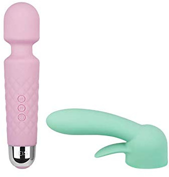EIS Deluxe Silikon-Massager Caribbean Dream | mit extra Aufsatz | rosa | Akku-Betrieb | wasserdicht | Hautfreundliches Silikon | Wiederaufladbar | Ideal für Paare | Wasserdicht (IPX7) | Zubehör