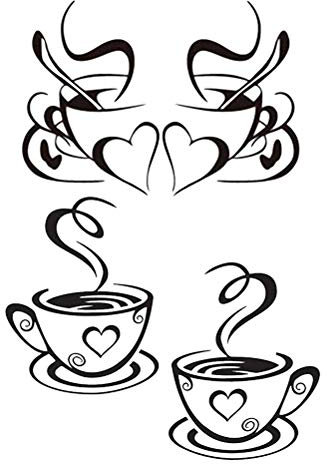 VOSAREA 2st Wandaufkleber Für Kaffeetassen Wandtattoo Kaffeetasse Geschnitzt Wandgemälde