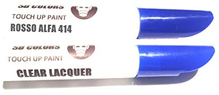 SD COLORS 12 ml Vernice Ritocco con Pennello e Vernice Trasparente - Rosso Alfa (414 Red) - Compatibile con Fiat - Riparazione di Graffi, Scheggiature e Verniciatura